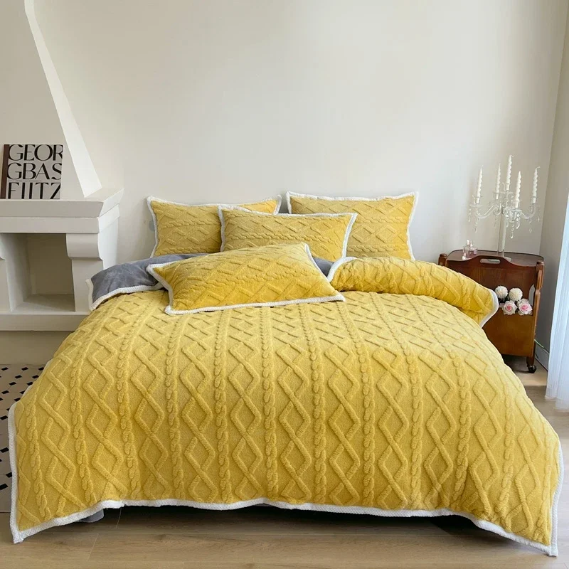 2024 новый бархатный однотонный комплект из четырех предметов Tafu матрас теплый и