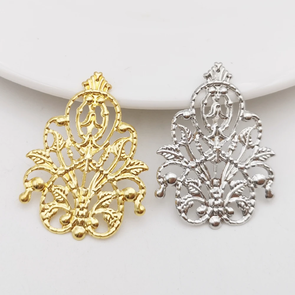 

20 PCS Antique bronze/Gold color Metal Filigree Flowers Slice Phoenix Crown Charms Jewelry Settings DIY Components Making