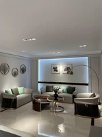 italian italian leather light luxury sofa villa suite living room solid wood furniture combination postmodern large model room
