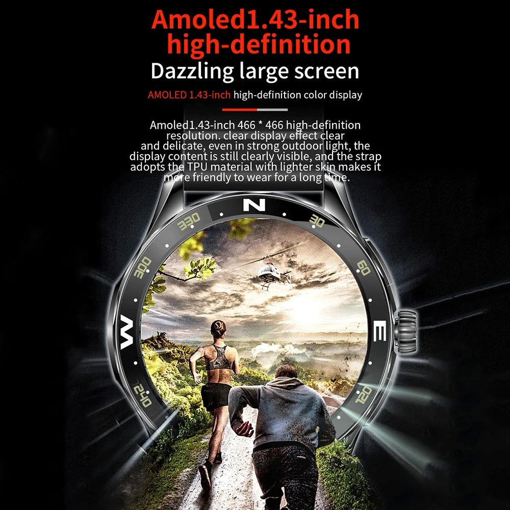 Смарт-часы женские с AMOLED-экраном 1 43 дюйма и функцией Bluetooth