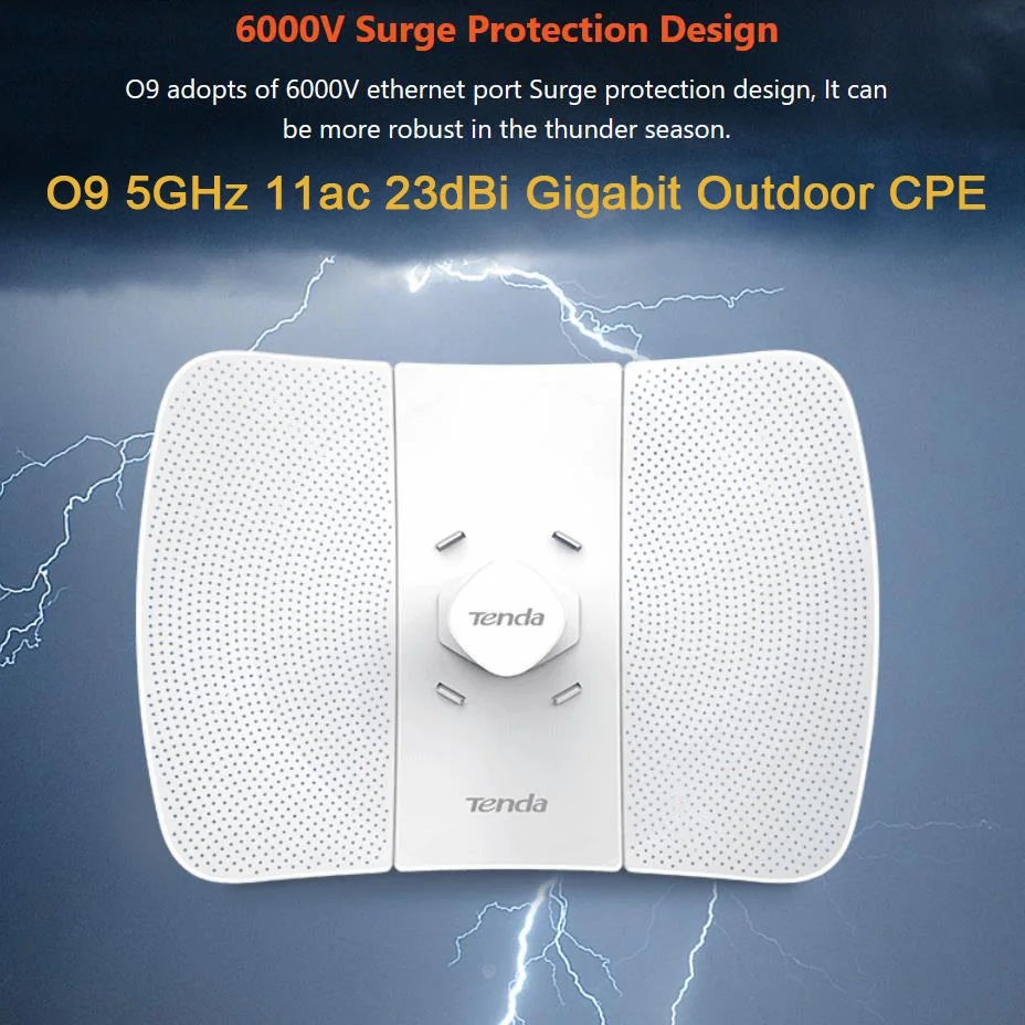 

Tenda O9 5GHz 11ac 23dBi Gigabit Outdoor CPE 25km Transmission Range Repeater Wireless 5G 802.11AC 867Mbps IP65 Rated Easy Setup