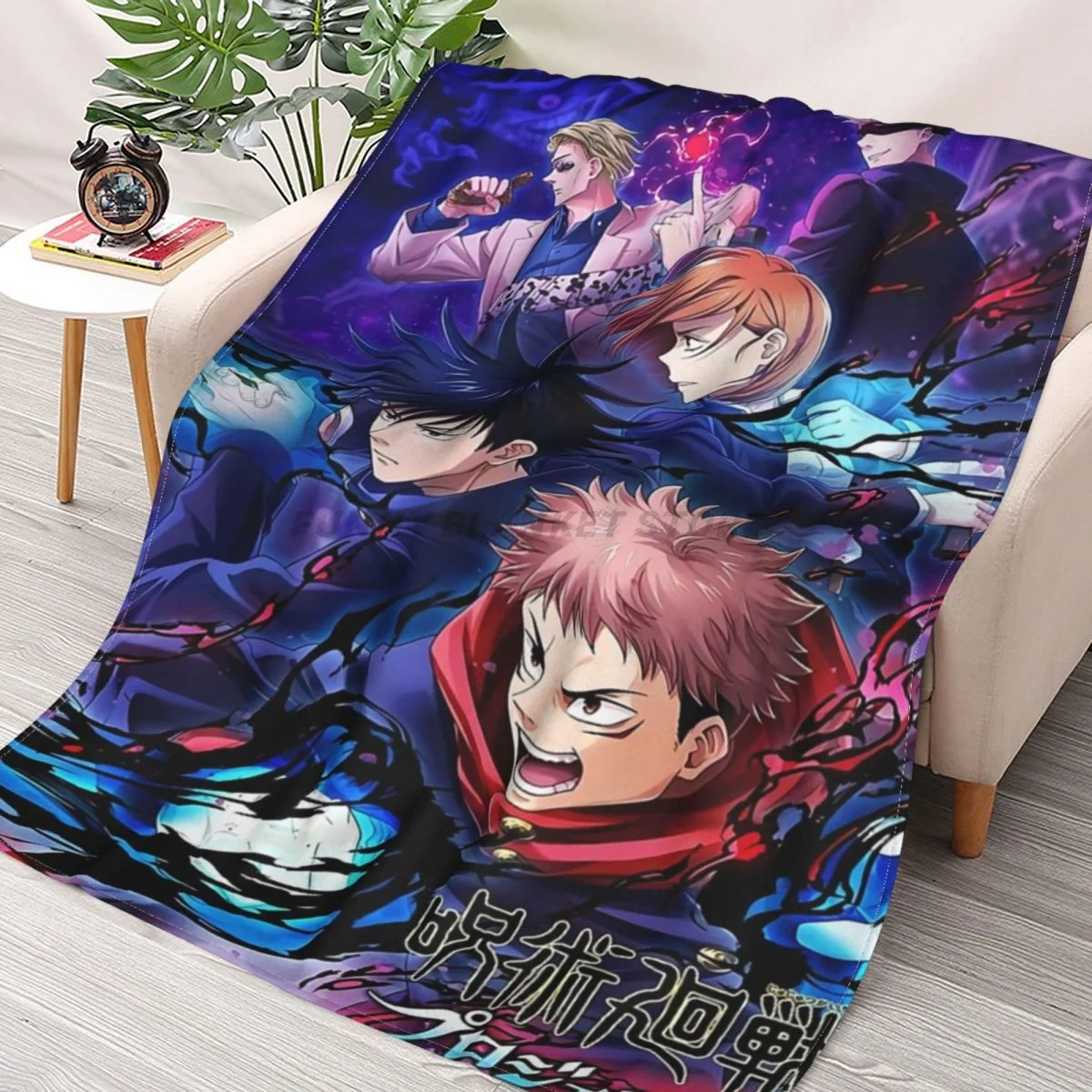 

JJK Movie Team Cover Throws Blankets Collage Flannel Ultra-Soft Warm picnic blanket bedspread on the bed