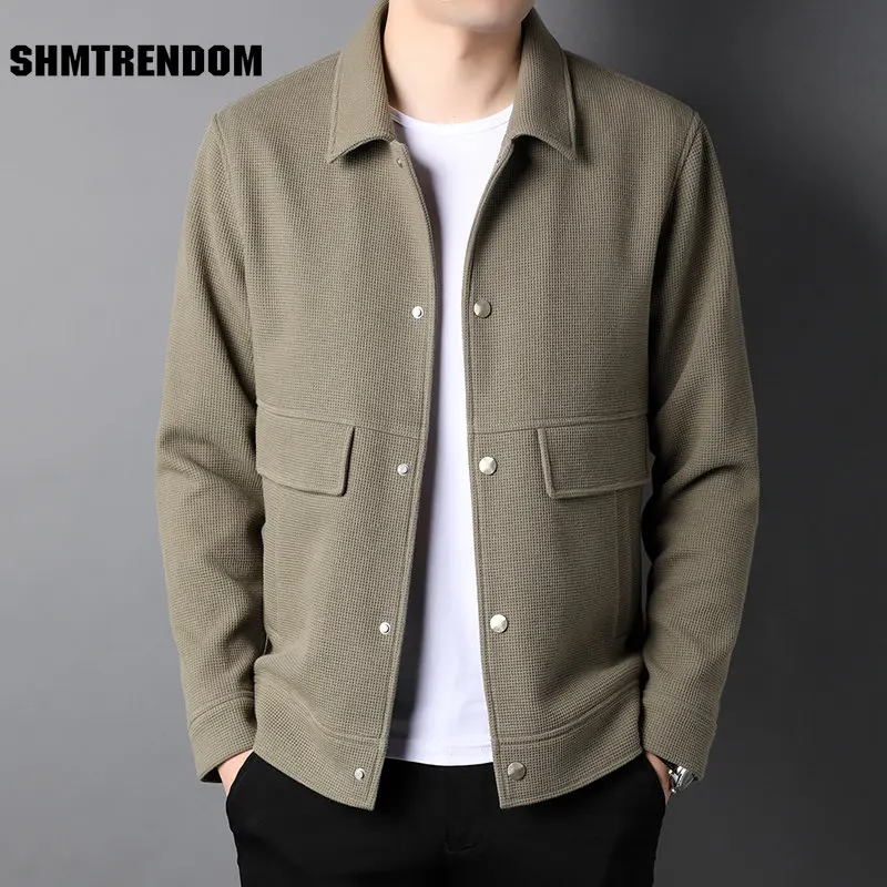 

2023 Korean Fashion Lapel Jacket Men's Loose Short Coat Spring Autumn Thickening Tops Fashion Casual Clothes For Male New S-3XL