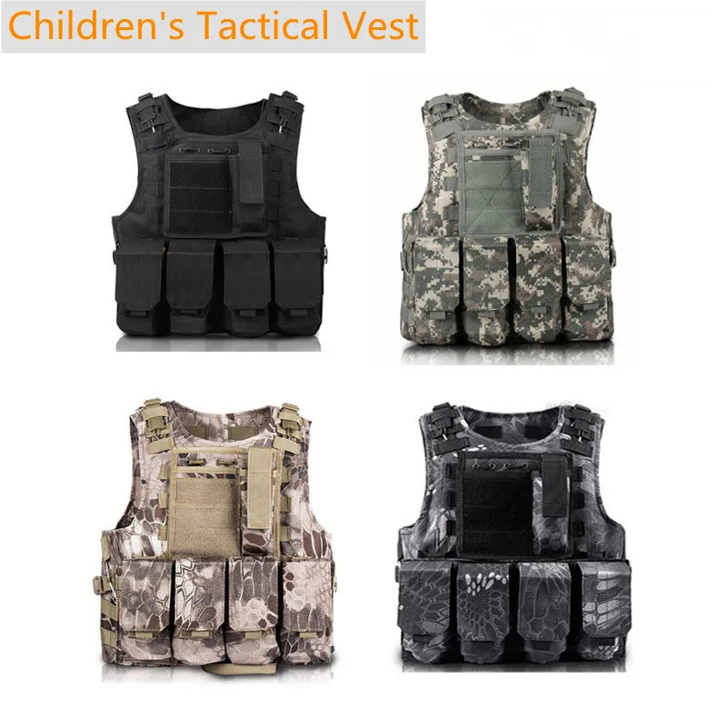 

Детская тактическая снаряжение, жилет, Военная охота, пейнтбольное снаряжение, уличная снаряжение для страйкбола, Боевая защита, штурмовой жилет CS Molle