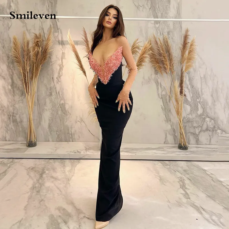 

Smileven, черные и розовые вечерние платья с блестками, без бретелек, элегантные женские вечерние платья для выпускного вечера, 2022