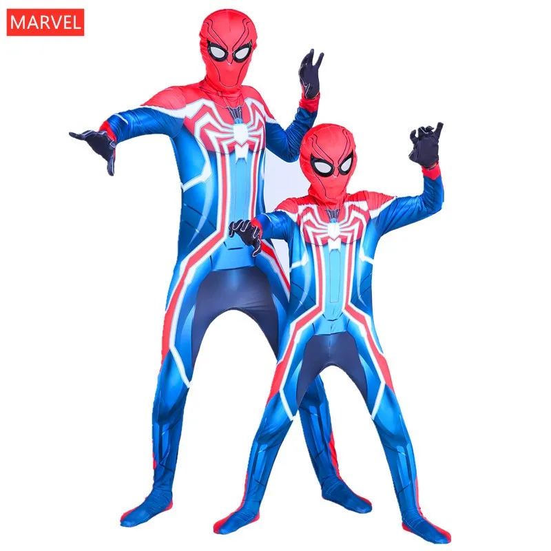 

Синий костюм Человека-паука Marvel, костюм супергероя из фильма, боди, мужское эластичное боди с полным покрытием, детская Клубная одежда