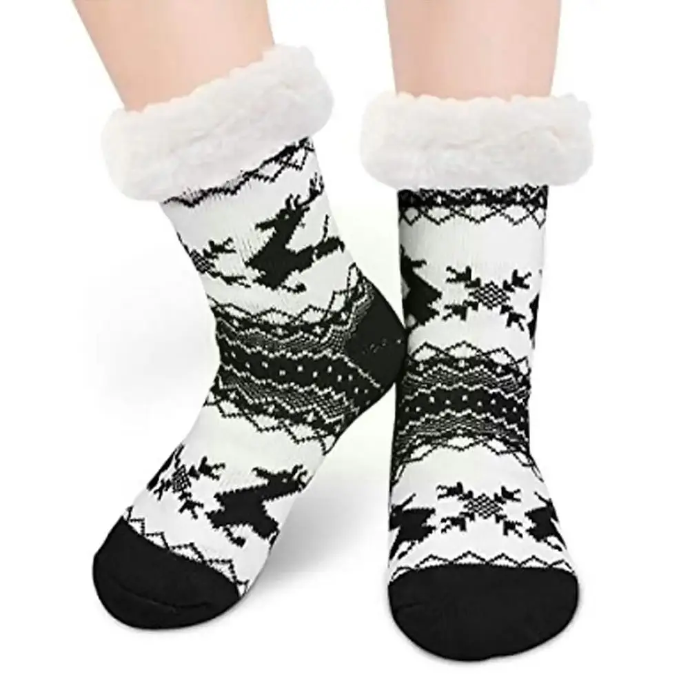 

Рождественские носки, носки с изображением лося, снежинки, средней длины, носки для сна, бархатные носки для ковра, носки для взрослых, теплы...