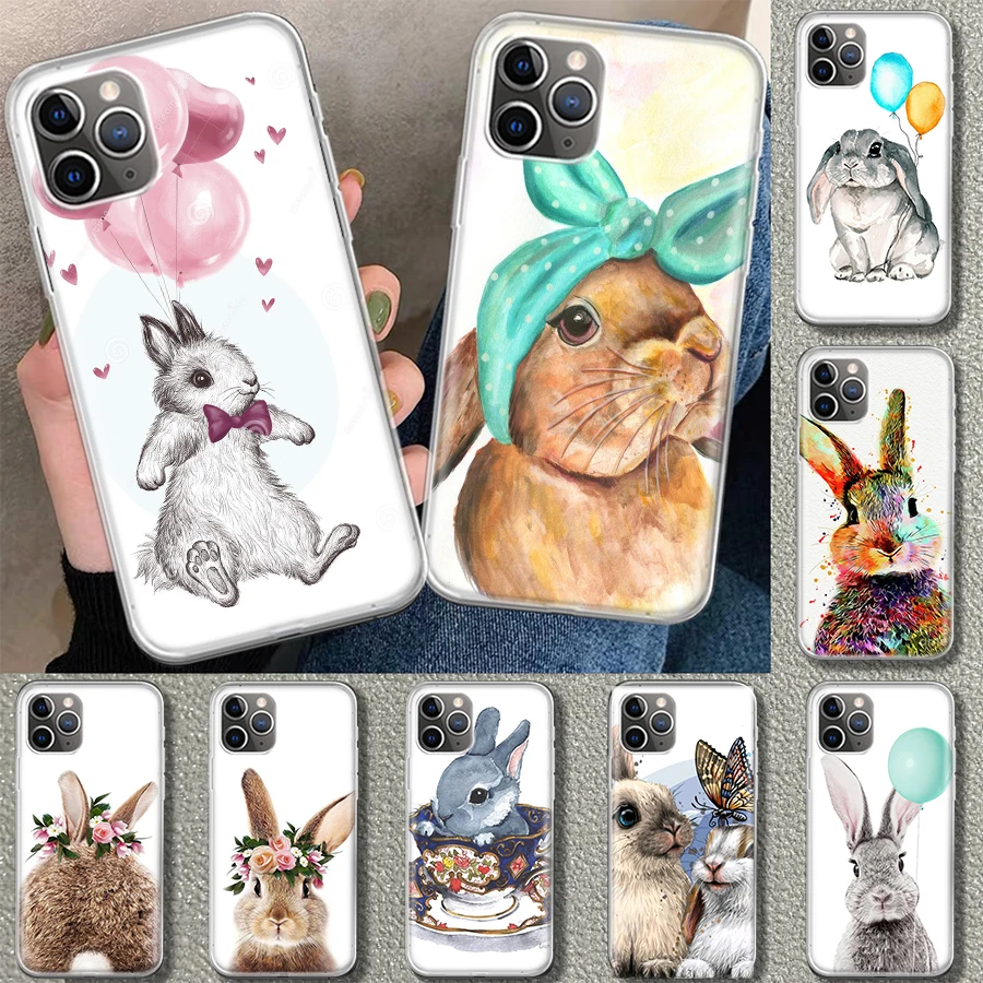 

Чехол для телефона с милым кроликом Банни для iPhone 14 13 11 Pro 12 Mini 7 8 6 6S Plus + XR X XS MAX SE 5