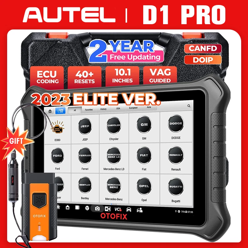 OTOFIX D1 PRO Car Diagnostic Scanner ECU Coding OBD2 Scanner BiDirectional Control Automotive Scan Tool CANFD DOIP 2-Year Update