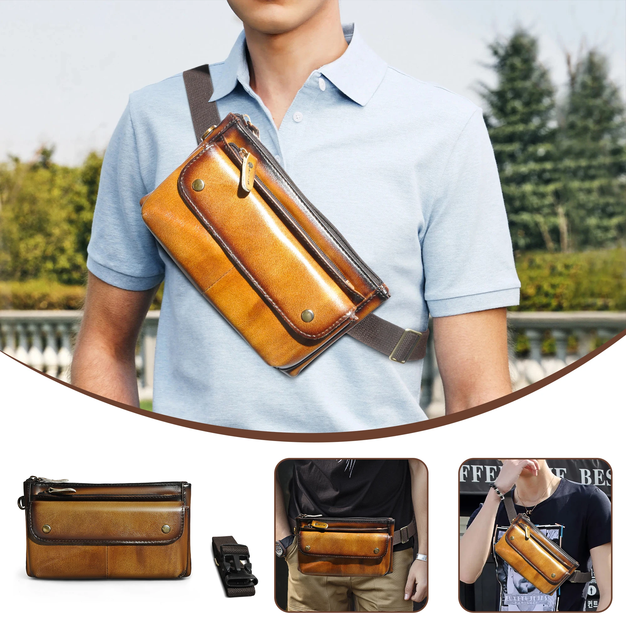 Модная кожаная сумка-слинг через плечо Crazy Horse дизайнерская Повседневная