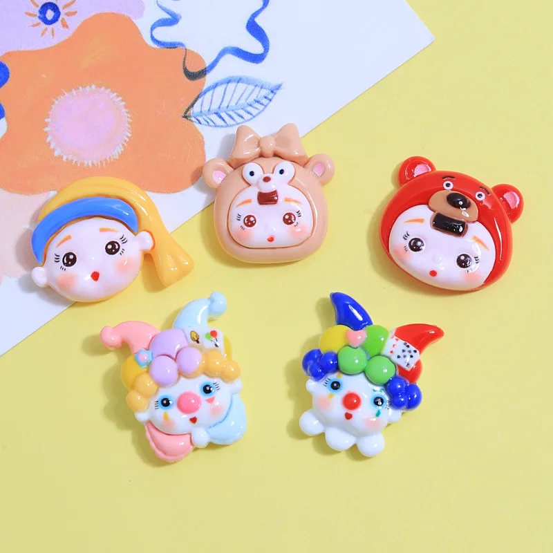 

Кавайная Статуэтка клоуна из смолы с плоским основанием, украшение своими руками, аксессуары для рукоделия