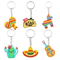 cartoon cute pvc key rings cactus hat hot dog horse guitar sand hammer key holders gift keychain wholesale accessories