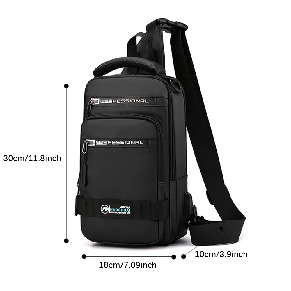 Nylon Chest Bag for Men Multifunction Crossbody Bag Trend Waterproof Anti-theft Charging USB Knapsack Male Sport Casual Backpack