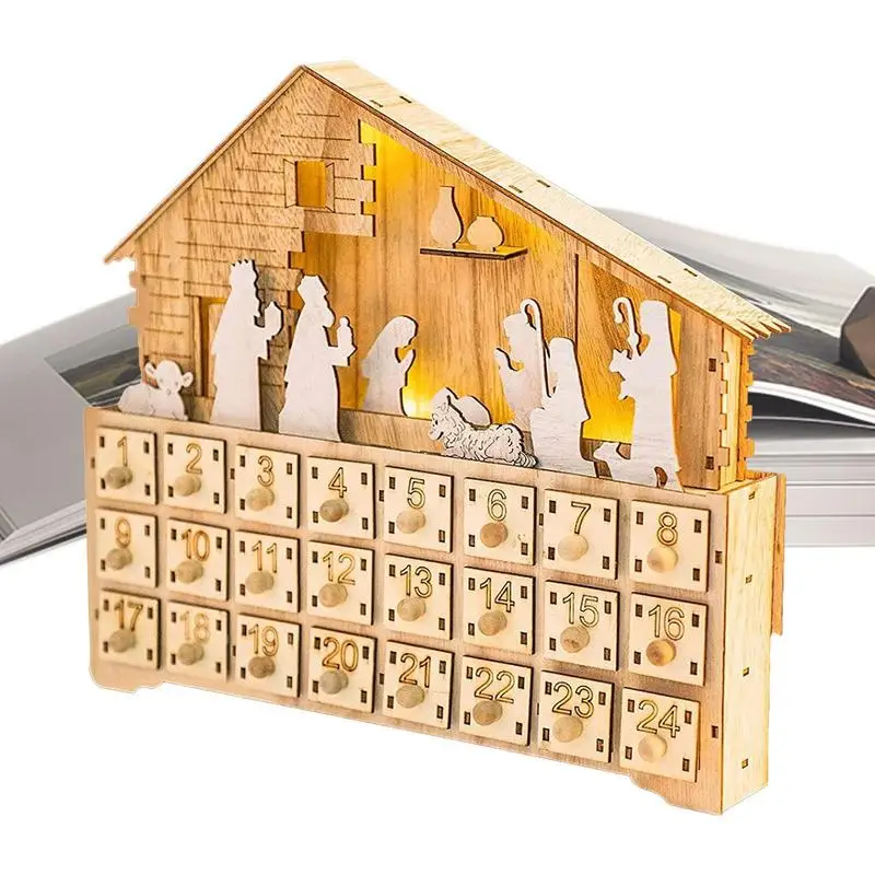 

Christmas Wooden Advent Calendars Christmas Wooden Nativity Scene Calendar Decoration Wooden Christmas Advent Calendar House For