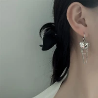 fashion heart shaped temperament charm earrings simple silver chain tassel long earrings accessories jewelry for women gifts