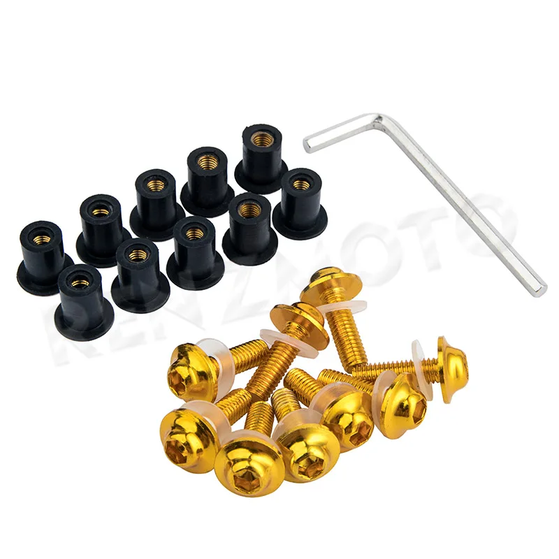 10pcs CNC Motorcycle Windshield Fairing Bolts Nuts Kit for Honda CBR600 F2 91-94