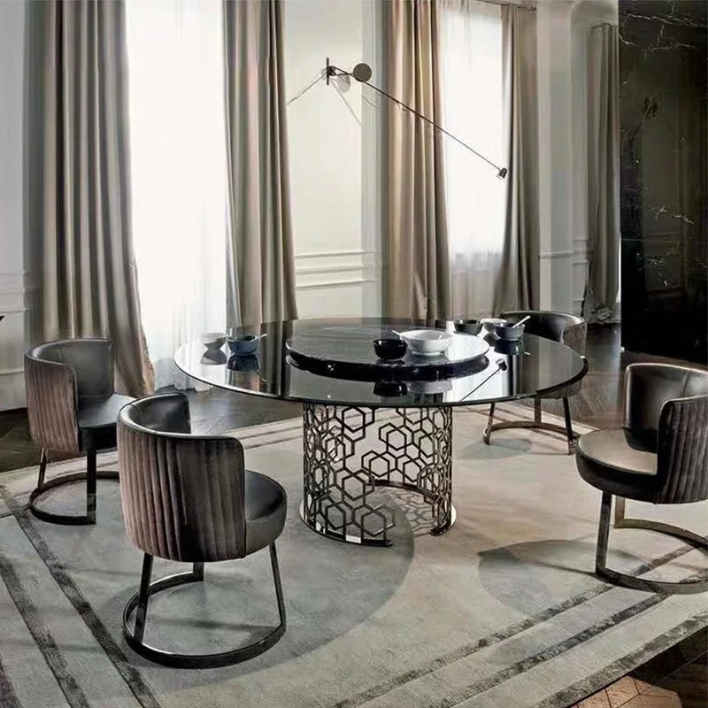 Роскошная высококачественная мебель для столовой современный кожаный обеденный