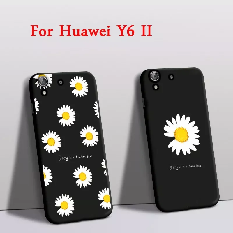 

Phone Cases For Huawei Y6 II Cover Soft Silicone y6 2 Cases Protector shell Rose Flower For Huawei y6ii y6II back Cover Black
