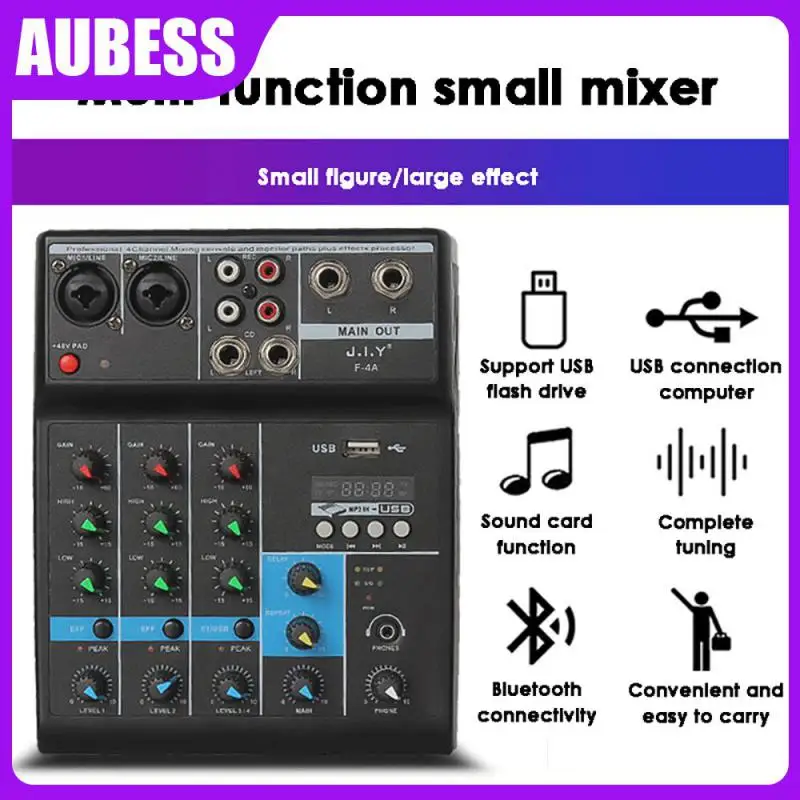 

Black Blue Recording Sound Card Live Streaming Audio Small 5 Way Mixer Sound Changer Mixer Sound Mixers Mixers