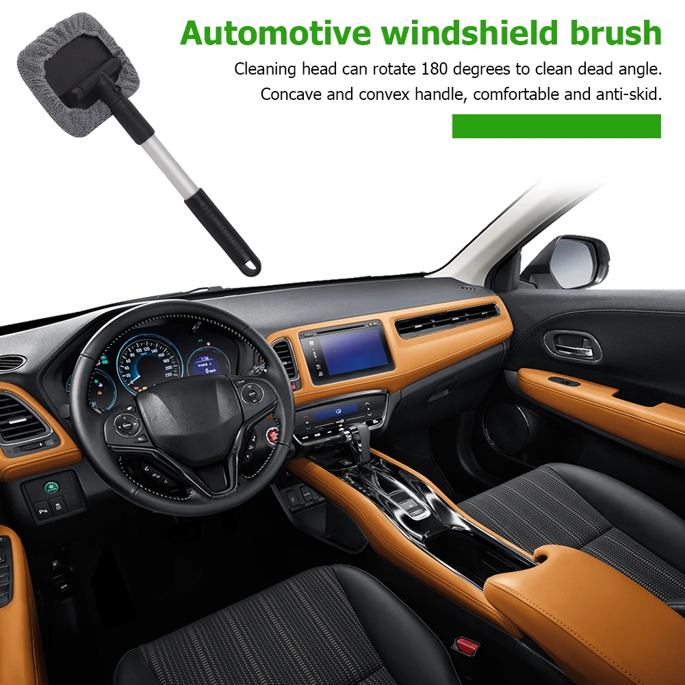 

Microfiber Car Window Cleaner Cleaning Brush Reusable Cleaning Head Rotate 180 Degrees Telescopic Auto Windshield Wiper