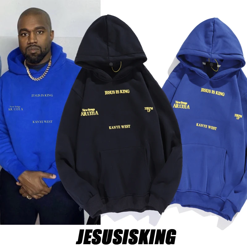 

Harajuku CPFM KANYE WEST Men Women 1:1 High Street Hoodies JESUS IS KING Letter Foam Hooded Fleece Sweatershirt