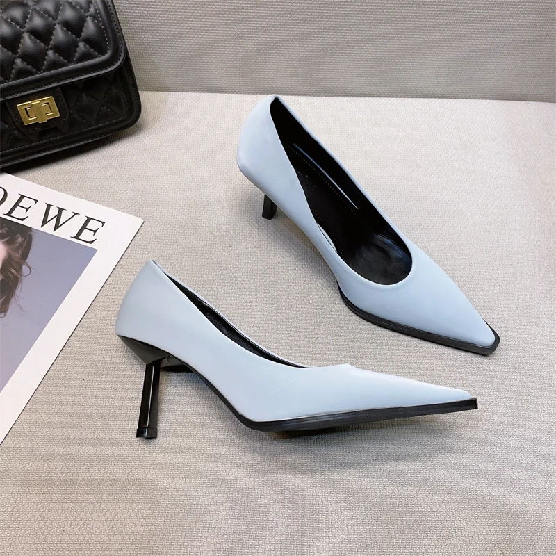 

Женская обувь на высоком каблуке-шпильке с острым носком; Простая Удобная рабочая обувь; Повседневные Лоферы без застежки; Коллекция 2023 года; Модная обувь; Zapatillas Mujer