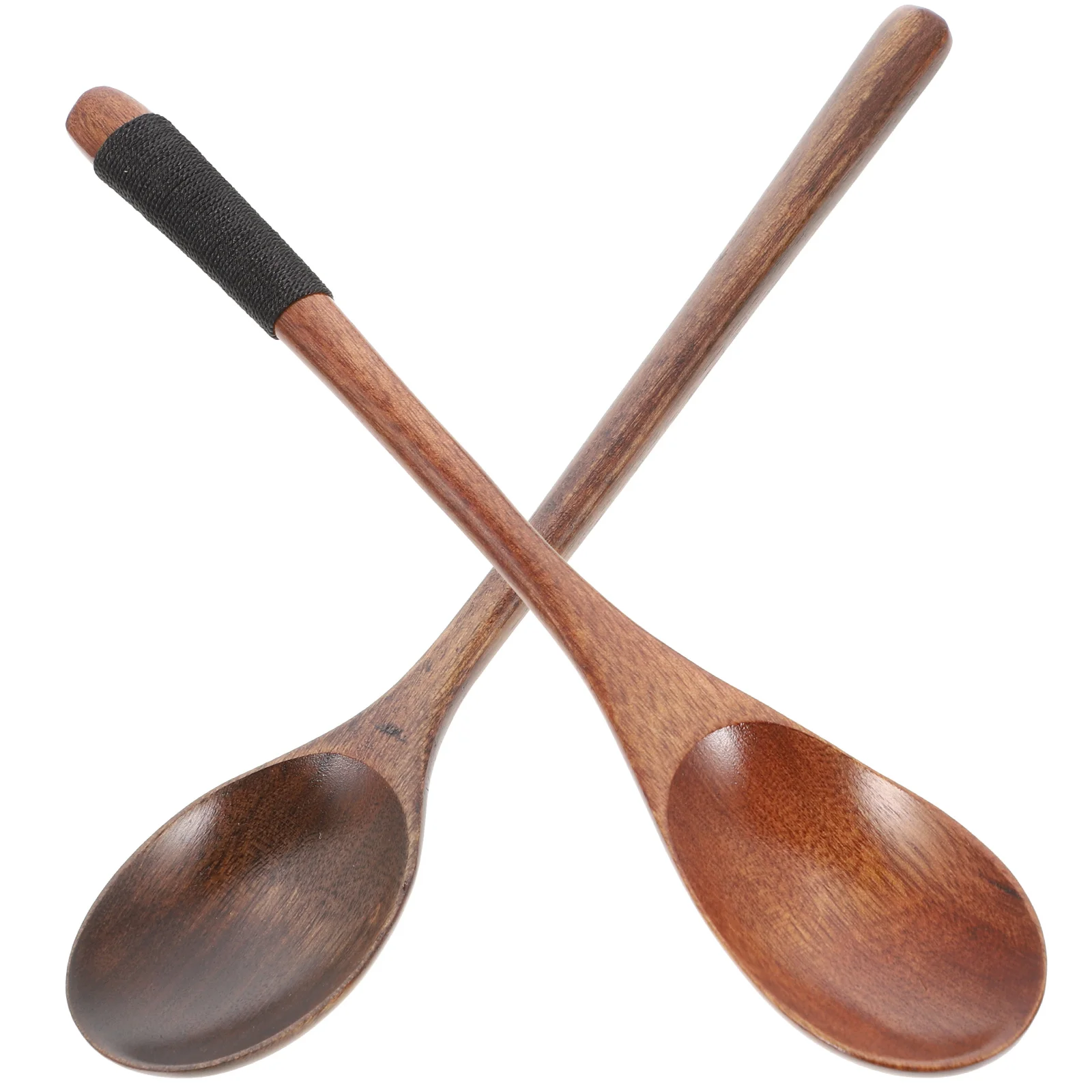 

2 Pcs Wooden Spoon Mixing Spoon Wood Tasting Spoon Small Soup Spoon Polyester Iced Tea Spoons