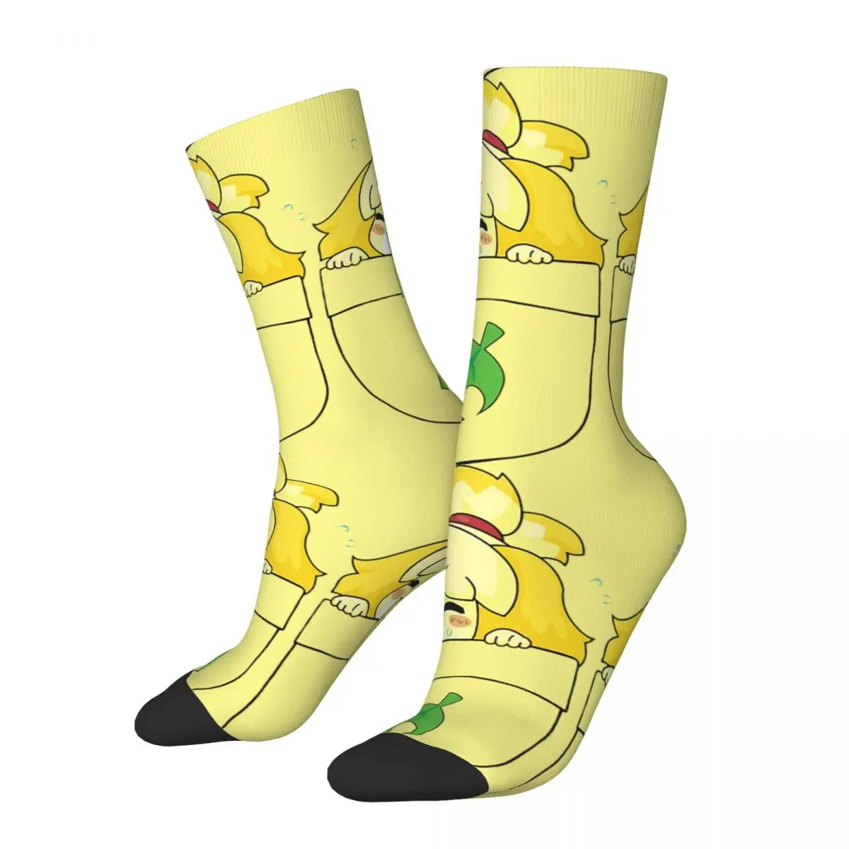 

Hip Hop Vintage Isabelle Leaf Essential Crazy Men's compression Socks Unisex Animal Crossing: Pocket Camp Harajuku Crew Sock