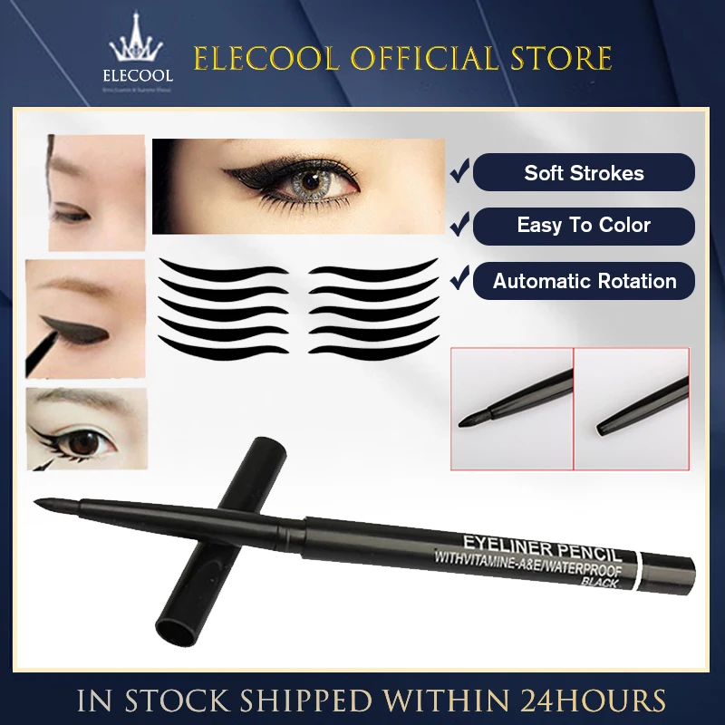 

Black Automatic Rotating Eyeliner Quick-drying Waterproof Sweatproof Liquid Eyeliner Gel Pen Not Blooming Long-lasting Eyeliner