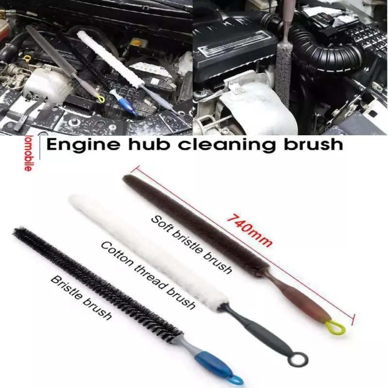 

Car Engine Cleaning Brush Extended Can Be Bent Engine Oil Dirt Head Brush Long Handle Detailing Brush Car Cleaning Tools