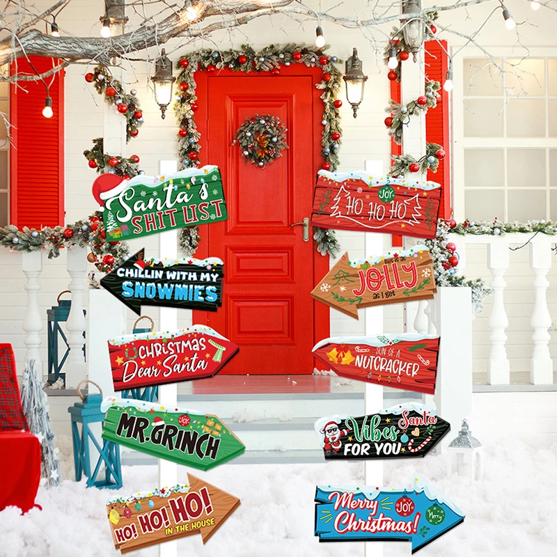 10 шт. рождественские Мультяшные вывески направление фотообои украшения новый