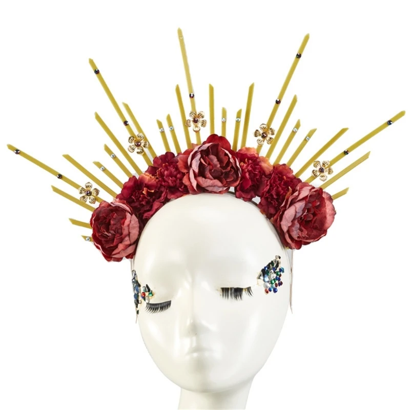

Halos Flower Headband Spiked Tiaras Gothics Headpiece for Women Drop Shipping