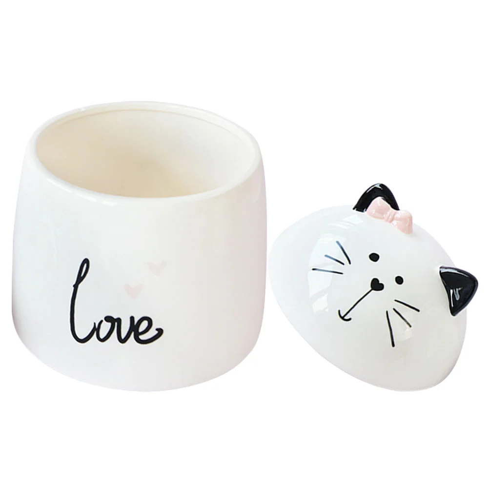 

Cat Treat Jar Snacks Jars Candy Containers Lids Condiment Pot Spices Food Decorative Bowl Match Holder Box Loose Tea