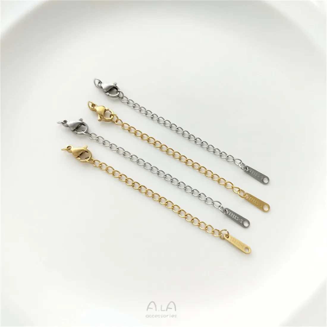 Расширенная цепочка из титановой стали золотисто-белое золото пряжка-лобстер