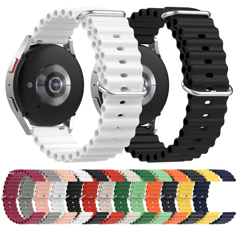 

22mm/20mm watch Strap for Samsung Galaxy watch 4/5 44mm 40mm/5 pro 45mm Silicone Ocean Band Bracelet galaxy 4 classic 42mm 46mm