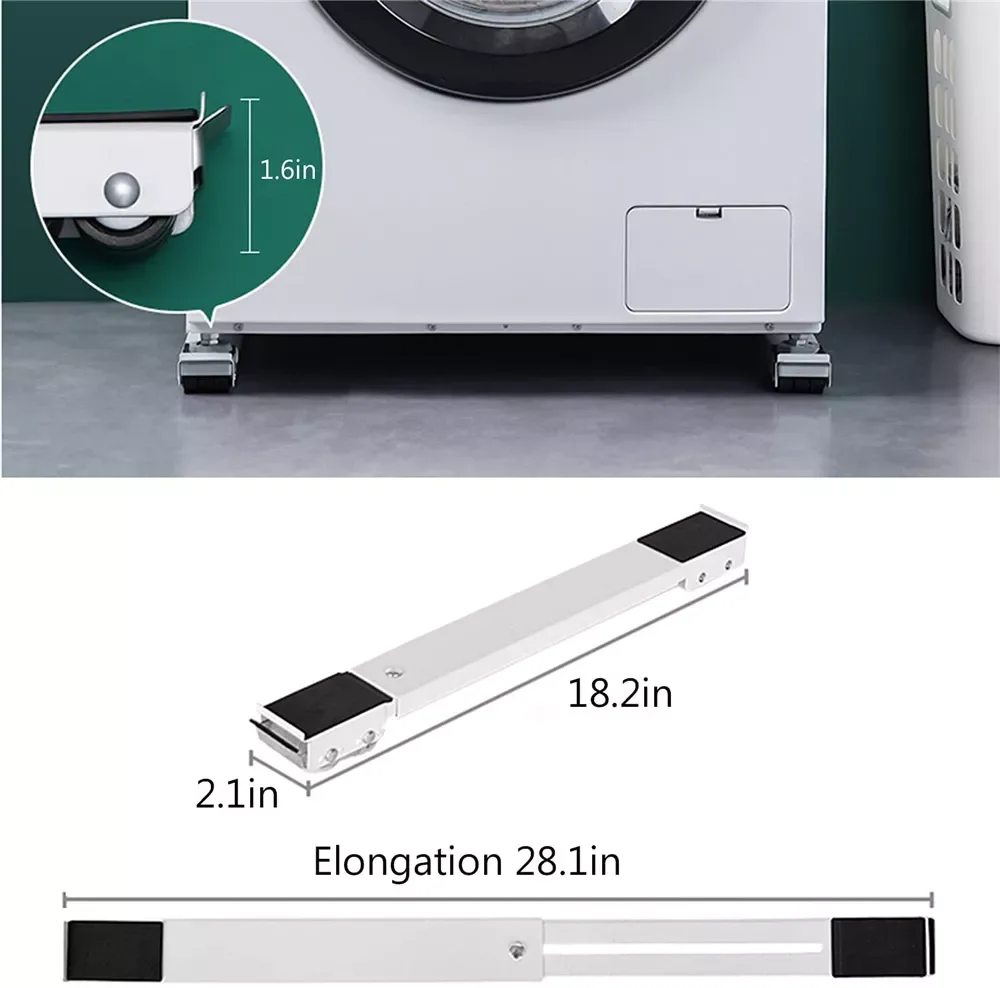 

2023 Washing Machine Stand Movable Adjustable Refrigerator Raised Base Mobile Roller Universal Bracket Wheel Dryer Holder Pulle
