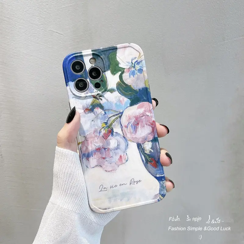 

Lovely fashion oil painting Phone Case For iPhone 12 13 Pro Max 11 Pro X XR XS Max 8 7 Plus Soft TPU Back Cover