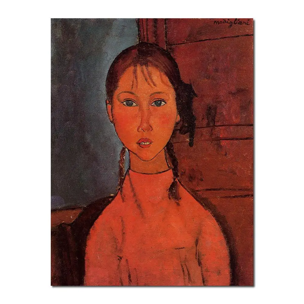 

Картина от Amedeo Modigliani арт девушка с косичками около высокого качества Ручная роспись