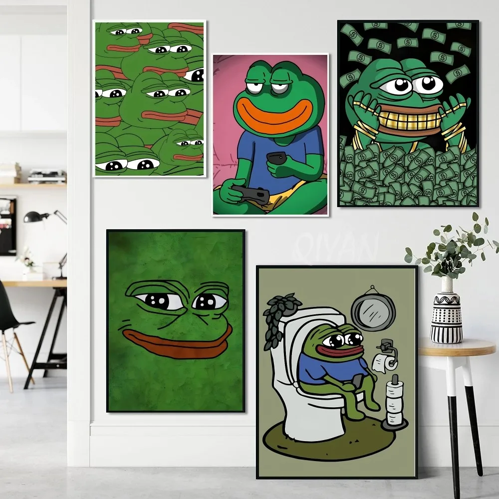 Мультяшный Забавный постер P-Pepe лягушка бумажный принт для дома гостиной спальни