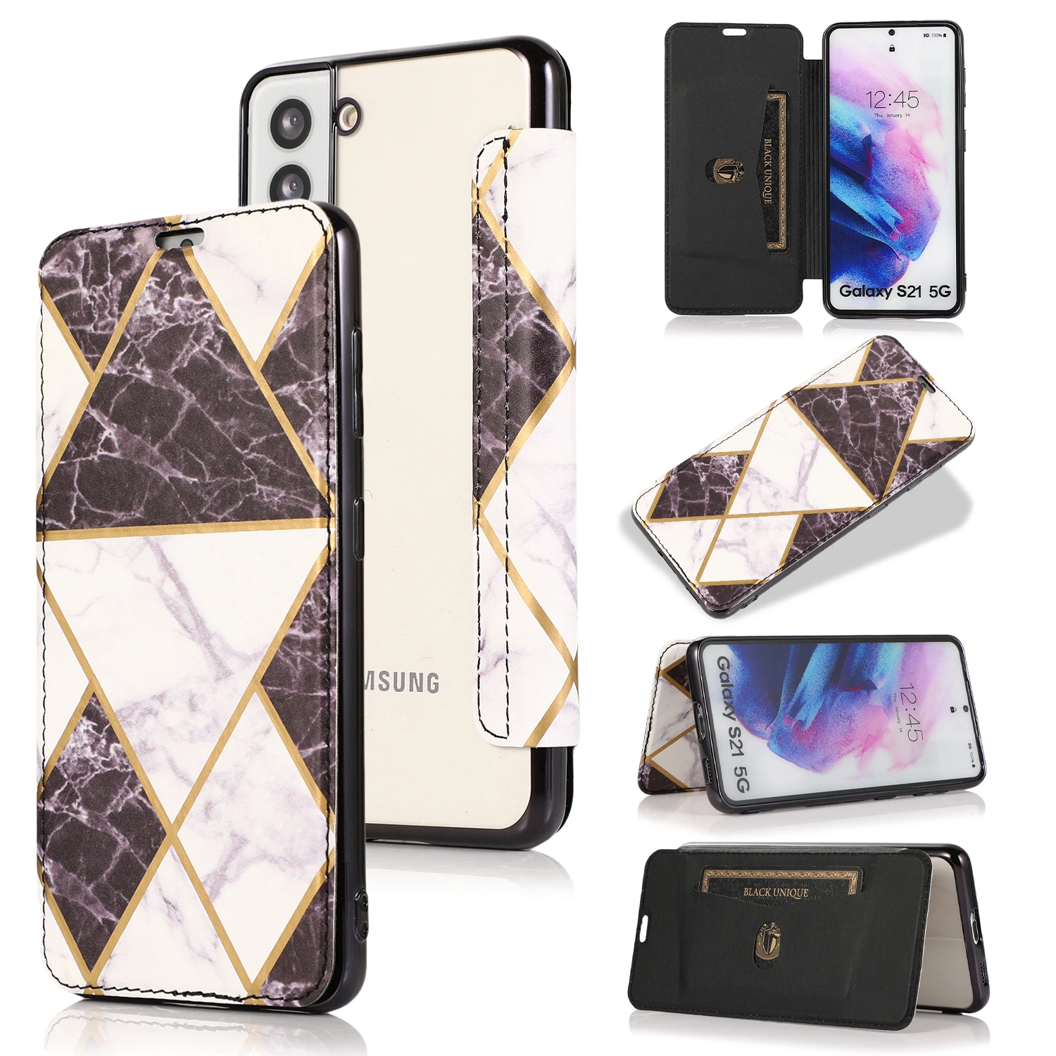 

Luxury Geometric Marble Phone Case For Samsung Galaxy S21 Ultra S20 FE S10E S10 S9 S8 Plus Flip Shockproof Cases Cover
