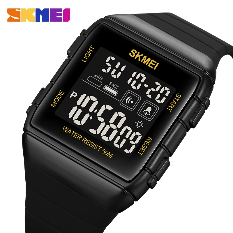 

SKMEI Electronic Movement Sport Watch For Men Dual Time EL Light Display Digital Watch 50M Waterproof Clock Relogio masculino
