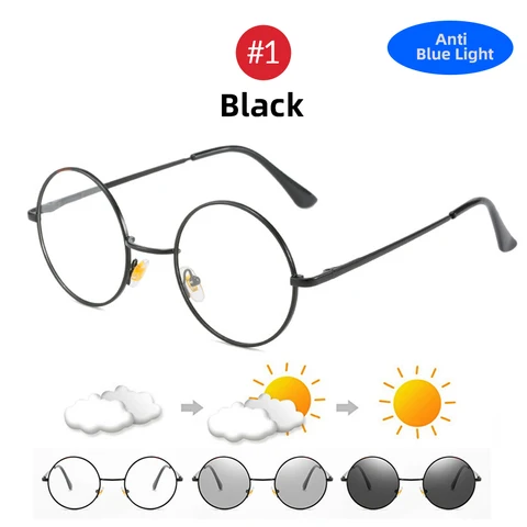 Фотохромные мужские очки VIVIBEE в стиле ретро с защитой от сисветильник, UV400, антибликовые круглые солнцезащитные очки, меняющие цвет, очки для компьютера