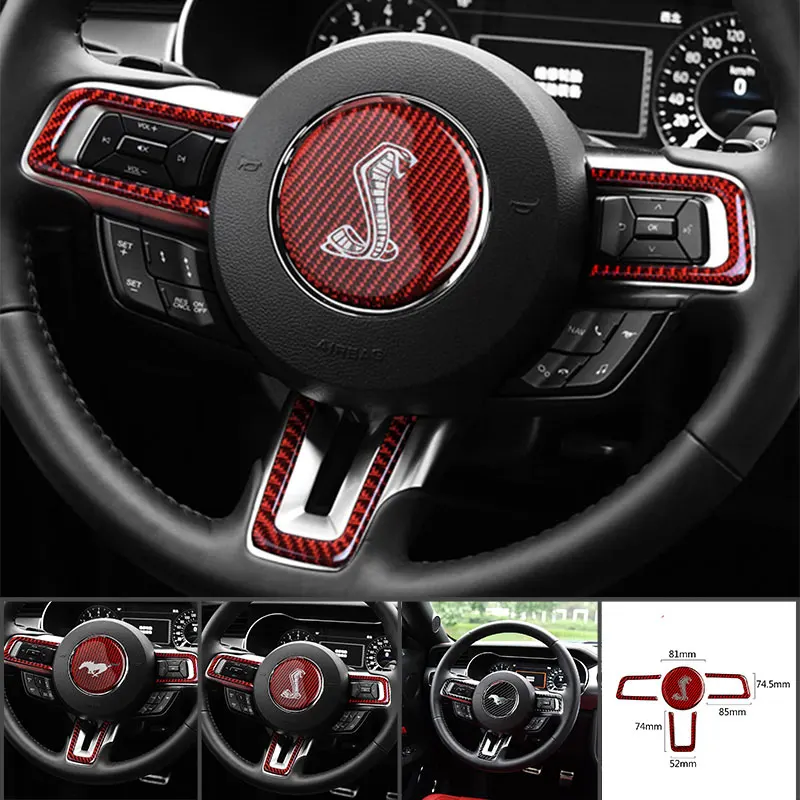 

Автомобильные аксессуары из углеродного волокна для Ford Mustang 2015-2019, защитное декоративное покрытие для рулевого колеса, отделочные наклейки