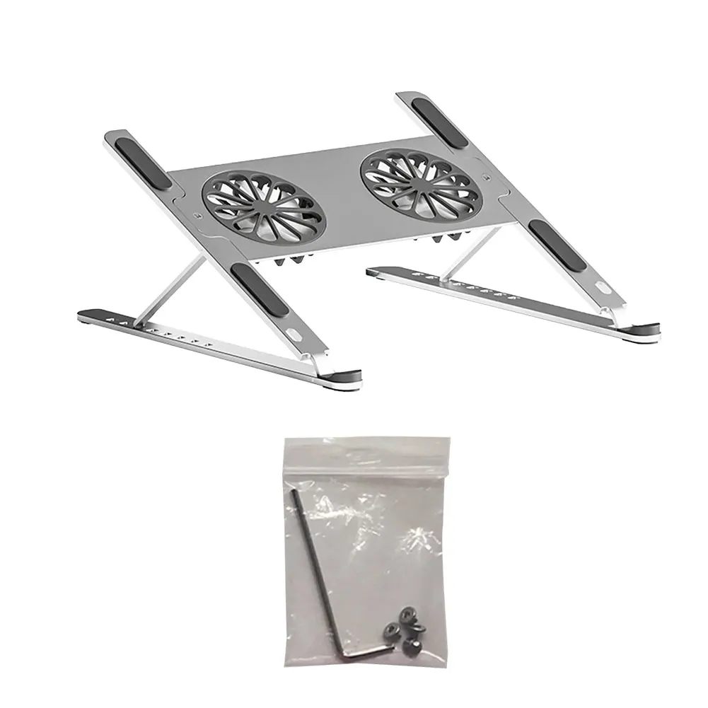 

Notebook Dual Cooling Fan Laptop Stand Adjustable Height Holder Desktop Foldable Gaming Ergonomic Aluminum Alloy Quiet Riser