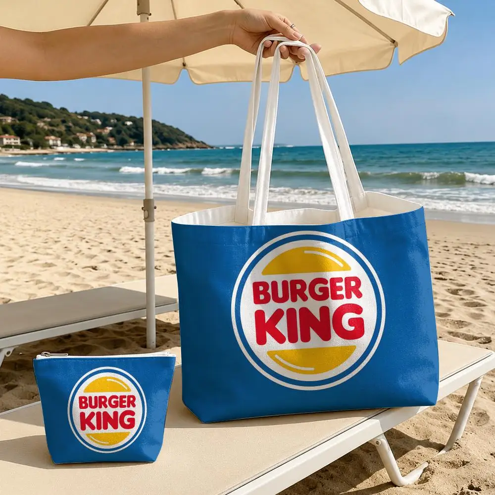 Фото Набор из 2-х сумок H-Hun Burger King: холщовые сумки-тоут с двусторонним принтом, на молнии, для покупок, на плечо. №3