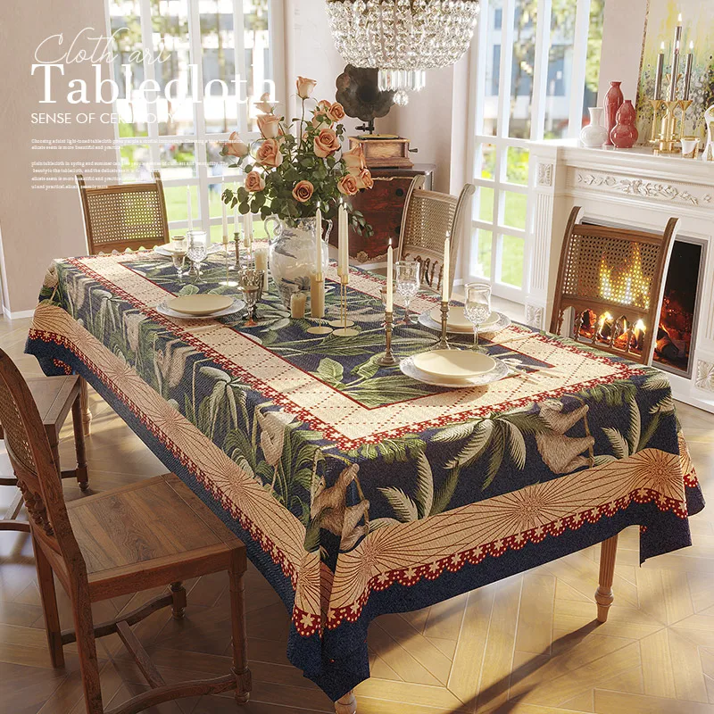 

Luxury high-end dining table cloth, American style rural rectangular room home mahogany tea table cloth