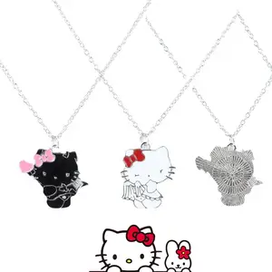 Anime Kawaii Sanrio Hello Kitty Necklace Cartoon Girl Heart Sweet Angel  Devil Alloy Couple Clavicle Chain Children Birthday Gift - AliExpress
