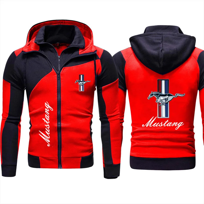 

Autumn Men's Hoodie Coat Ford Mustang Logo Print Hoodie Jacket Sweatshirt Zipper Hoodie Motorcycle Jacket Men's Sportswear