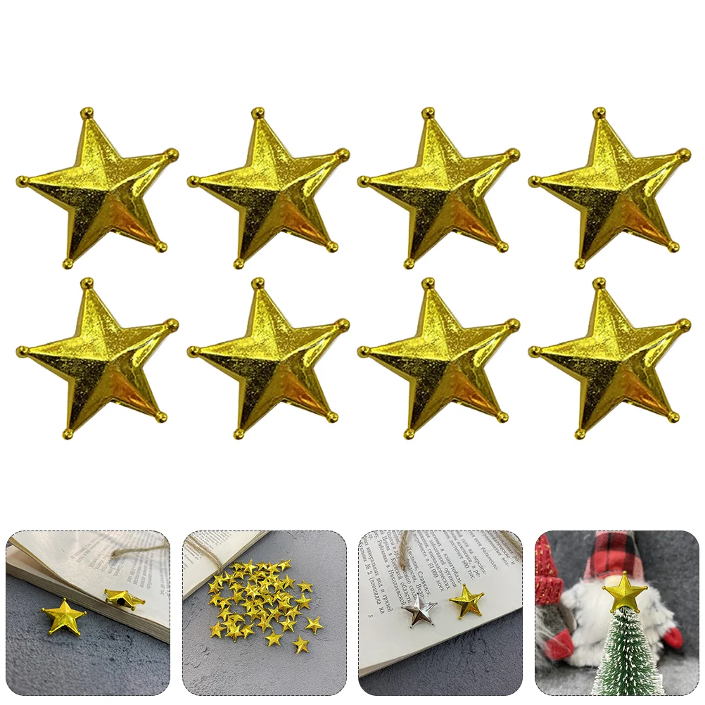 

50 Pcs Christmas Tree Top Star Decorations Topper Hat Treetop Adornment Plastic Golden Ornament