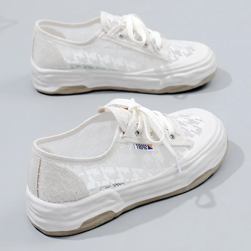 

Кроссовки женские сетчатые на толстой подошве, повседневная спортивная обувь, дышащие, белые